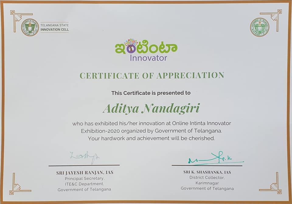 INTINTA INNOVATOR 2020 Certificate